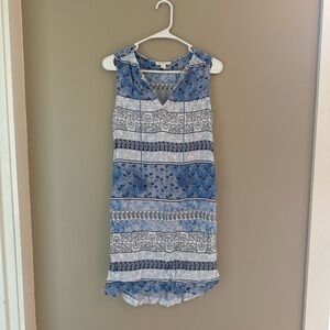 beachlunchlounge Blue and White Sleeveless Mini Dress